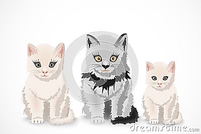 three cats, family Vector Illustration