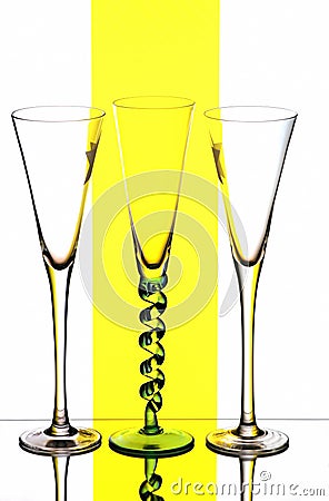 Three champagne flutes Stock Photo