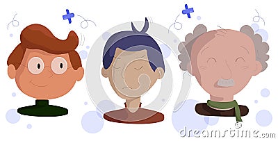 three characters of men of different ages and appearance Stock Photo