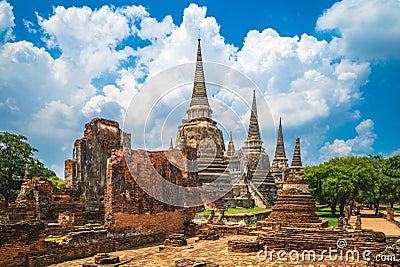 The three Chedis of Wat Phra Si Sanphet Stock Photo