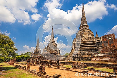 The three Chedis of Wat Phra Si Sanphet Stock Photo