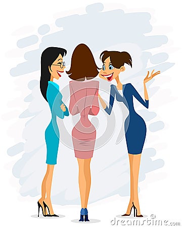Three cheerful gossiping women Vector Illustration