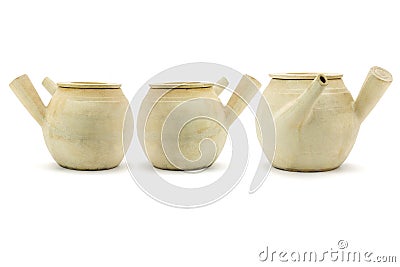 Three Chinese clay pots Stock Photo