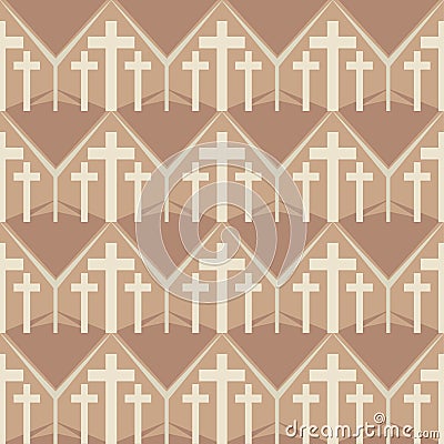 Three Christian crosses background, repeating pattern Stock Photo