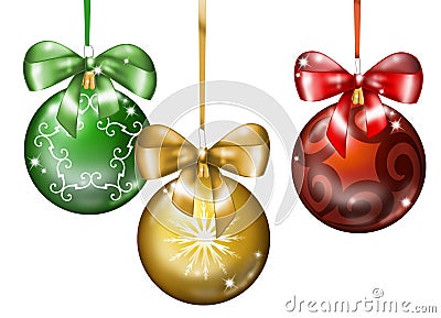 Three Christmas balls Vector Illustration