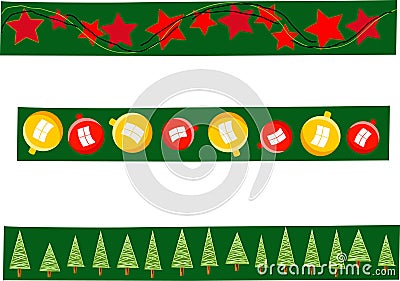 Three Christmas and New Year design background in stripes Vector Illustration