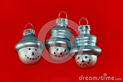 Three Christmas Tree Snowmen Stock Photo