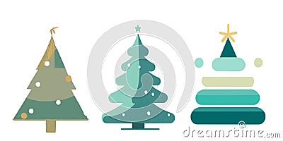 Three Christmas trees design vector graphics illustration Cartoon Illustration