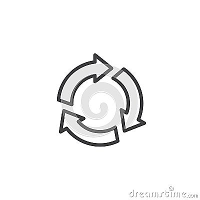 Three circular arrows line icon Vector Illustration