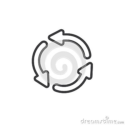 Three circular arrows line icon Vector Illustration