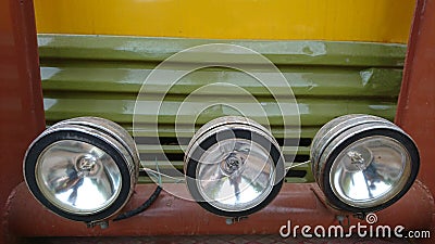 Three classic lights on the car Stock Photo