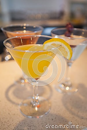 Three cocktails high angle view Stock Photo