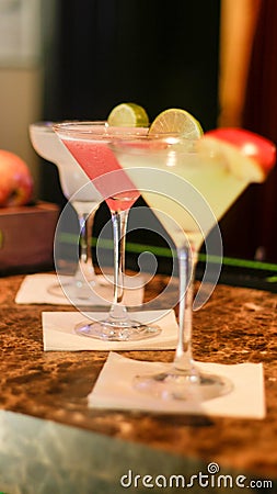 Three cocktails with limes Stock Photo