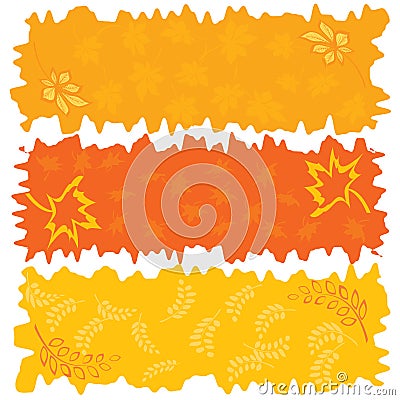 Three color autumnal banners Vector Illustration