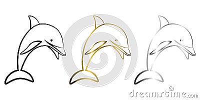 Line art vector illustration of a dolphin Vector Illustration