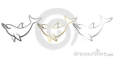 Line art vector illustration of a dolphin Vector Illustration