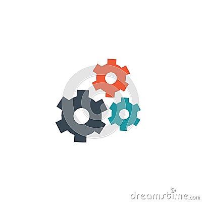 Three color gears illustration. Stock Vector illustration isolated on white background Cartoon Illustration