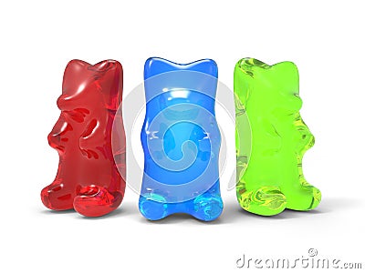 Three Color Gummy Bears Stock Photo