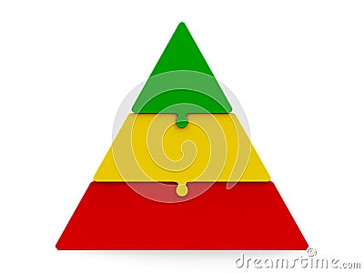 Three color puzzle pyramid Cartoon Illustration