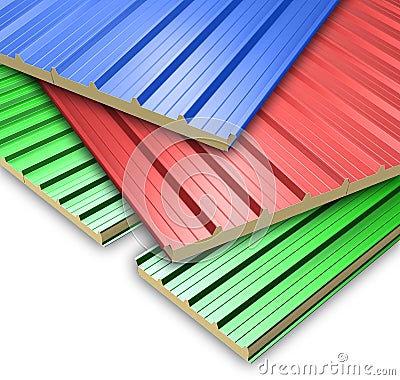 Three color Roof Panels Stock Photo