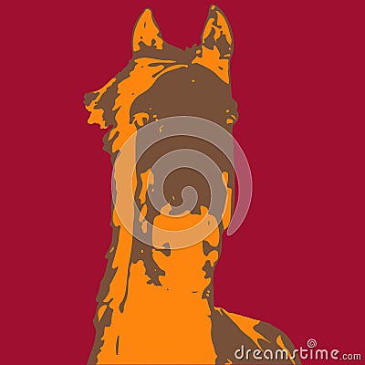 Three color vector horses - each of them on a different colors background - horse with outline stroke Stock Photo