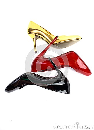 Three color women shoes Stock Photo