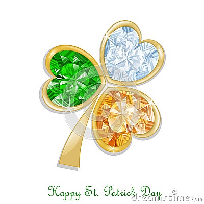 Three colored clover diamond for St. Patrick`s day Vector Illustration