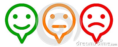 Three colored emoticons, set emotion, cartoon emoticons - vector Vector Illustration