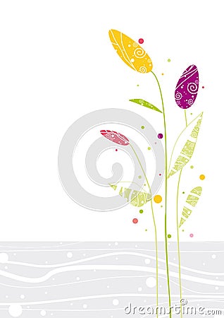 Three colored flowers Vector Illustration