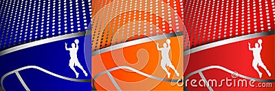 Three colorful abstract basketball backgrounds Cartoon Illustration