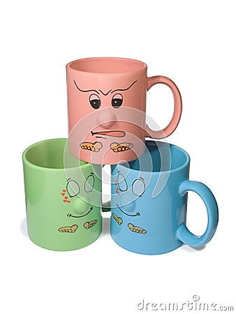 Three colorful cups Stock Photo