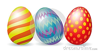 Three colorful Easter eggs Vector Illustration