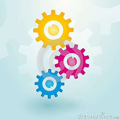 Three colorful gears Vector Illustration