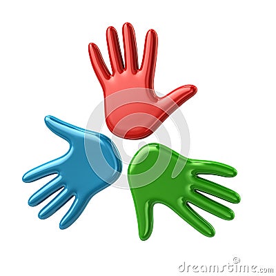 Three colorful hands Cartoon Illustration