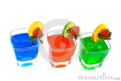 Three Colorful Mixed Drinks Stock Photo