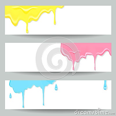 Three colorful paint banners. Vector Illustration