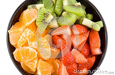 Three colour health, kiwi, tangerine and strawberries Stock Photo