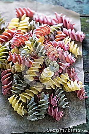 Three coloured pasta Stock Photo