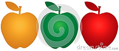 Three colourful apples, vector illustration Vector Illustration