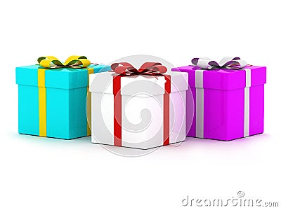 Three Colourful Gift Boxes Stock Photo