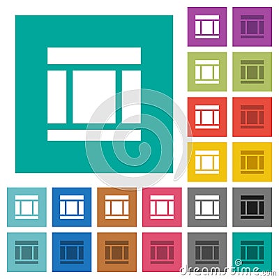 Three columned web layout square flat multi colored icons Stock Photo