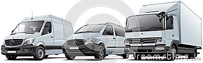 Three commercial vehicles Cartoon Illustration