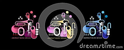 Three Concept Music Designs Vector Illustration