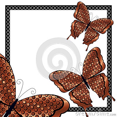 Three Copper and Black Butterflies Stock Photo