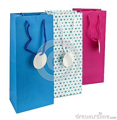 Three coulourful gift bags Stock Photo