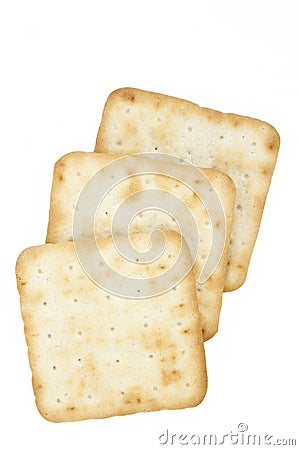 Three cream crackers Stock Photo