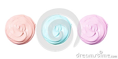 Three cream texture round swatches Stock Photo