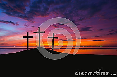 Three crosses on a hill Stock Photo