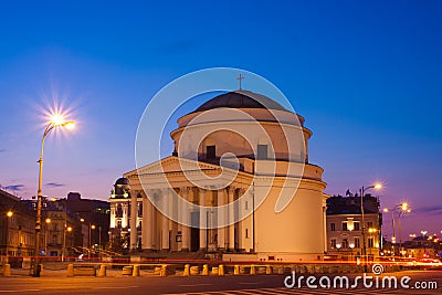 Three Crosses Plaza in Warsaw in the evening Stock Photo