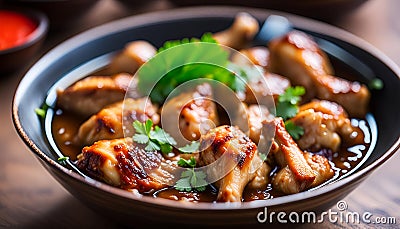 Three-Cup Chicken (San Bei Ji) Stock Photo